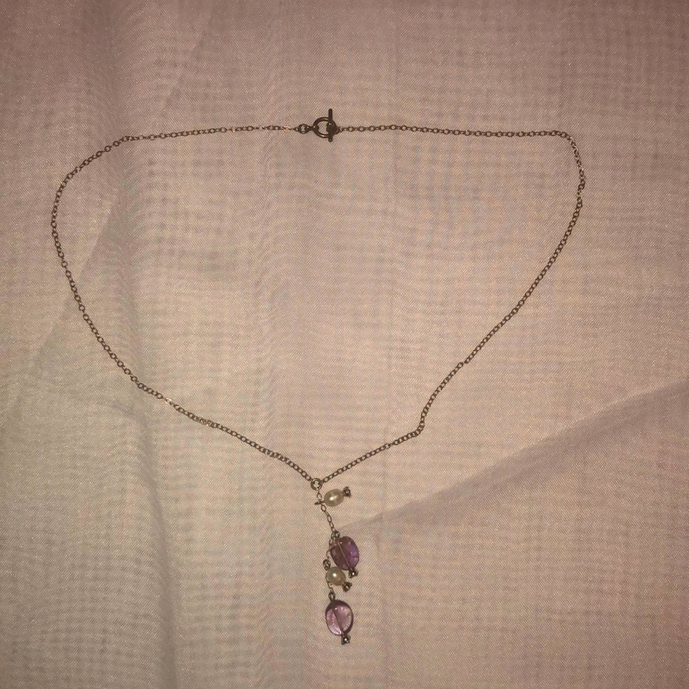 Sterling Silver Pearl Dangle Necklace